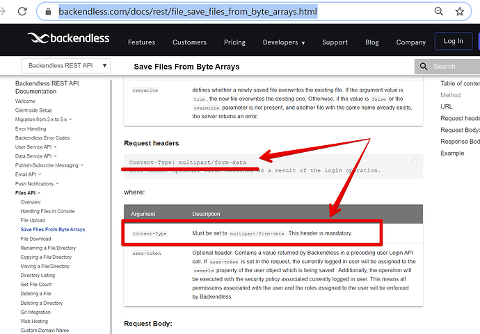 Save Files From Byte Arrays - Backendless REST API Documentation - Google Chrome 2020-04-11 15.45.45