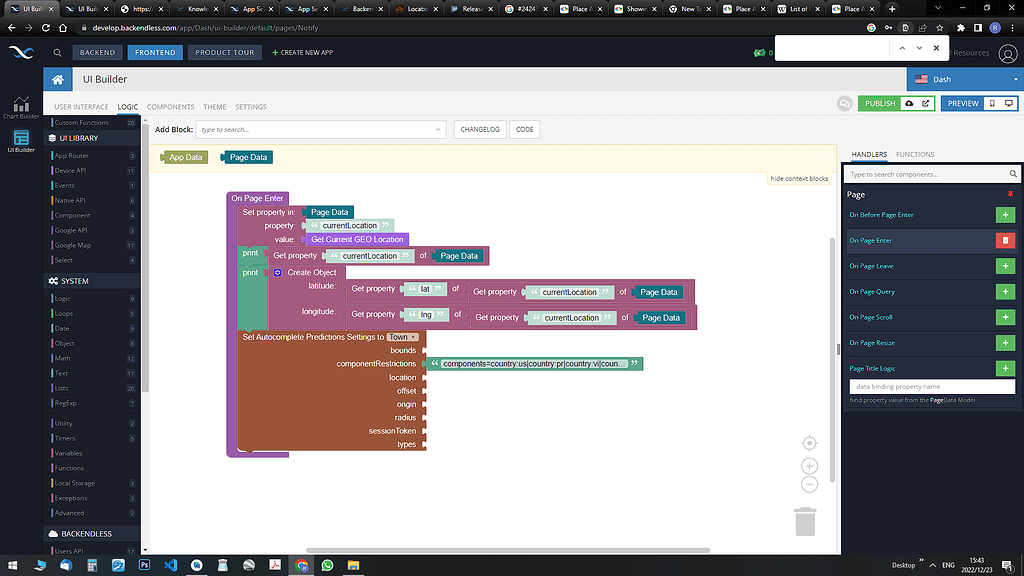 Set Autocomplete Predictions Settings - Codeless - Backendless Support