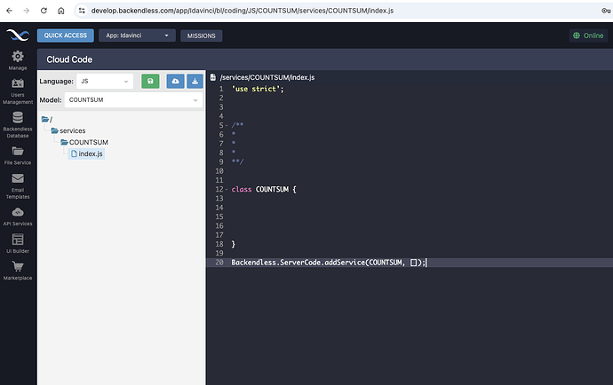 Cloud Code - Idavinci - Backendless 2024-11-14 13-01-28