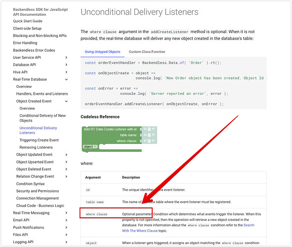 Unconditional Delivery Listeners - Backendless SDK for JavaScript API Documentation 2024-04-30 10-28-06
