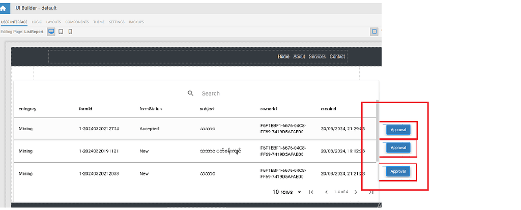 Action Button Next to Data Table - UI Builder - Backendless Support