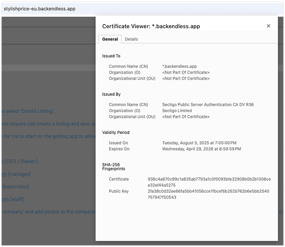 Certificate Viewer: *.backendless.app 2025-09-26 09-00-43