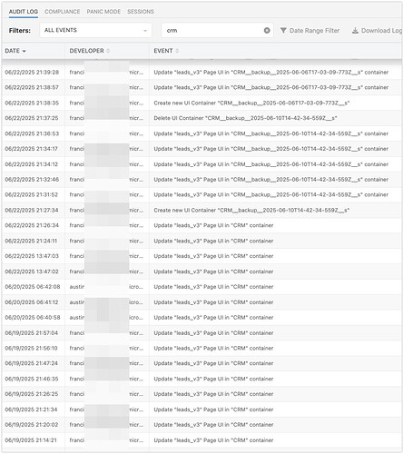App Audit Logs - brilliant_grades - Backendless 2025-06-24 14-43-47