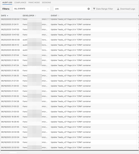 App Audit Logs - brilliant_grades - Backendless 2025-06-24 14-42-57