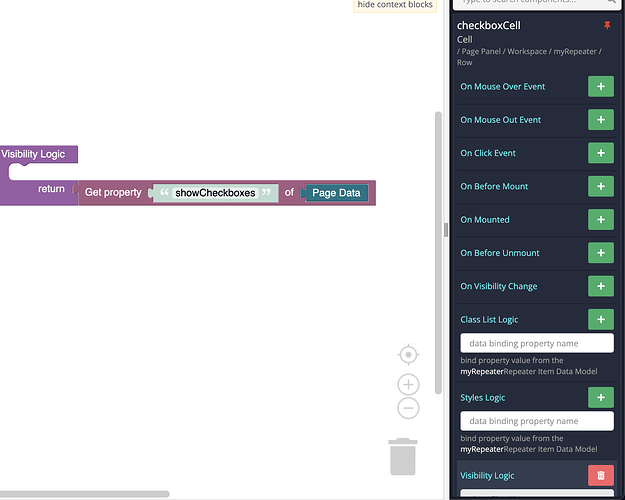 checkbox vis