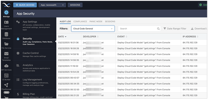 App Audit Logs - newwealth - Backendless 2025-03-26 12-06-36
