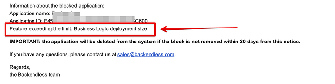 Revive_App: Backendless Business Logic deployment size - application blocked - mark@backendless.com - Backendless.com Mail 2024-01-18 13-05-07