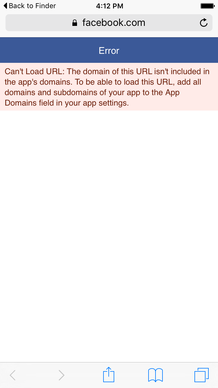 FaceBook App Error: Can't Load URL: The domain of this URL isn't