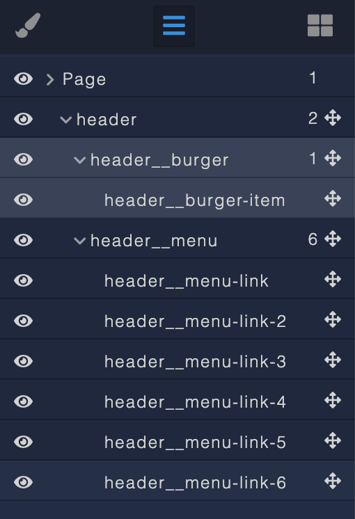 Burger Menu component structure